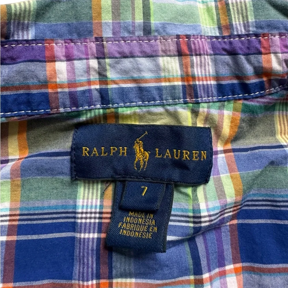 Ralph Lauren Plaid Button Down Shirt Boys 7 Cotton Lightweight Preppy